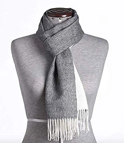 Cozy Chic Alpaca Scarf Grey White Softest Baby Alpaca Ultimate Winter Accessory